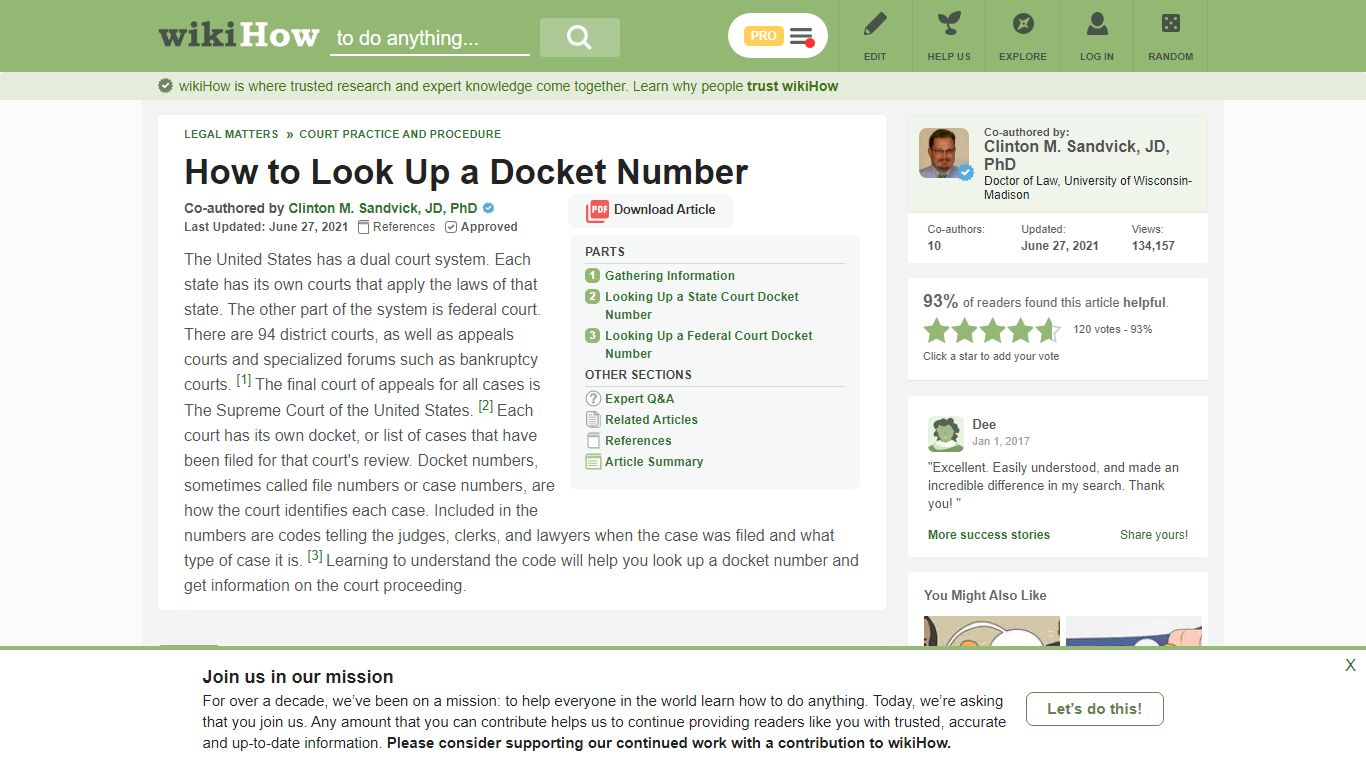 How to Look Up a Docket Number (with Pictures) - wikiHow